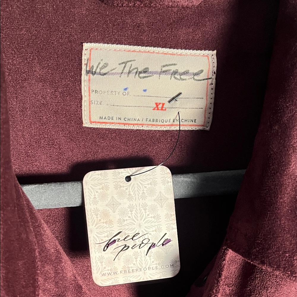 Free People / We The Free Maroon Fringe Suede Jacket - Picture 2 of 5